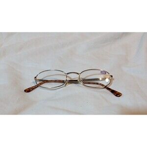 Reading Glasses +2.00  Simple No-Fuss Polished Gold Metal Frame Readers